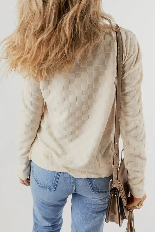 Textured thumbhole sleeve top - long tops