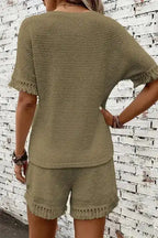 Textured Two Piece Shorts Set - Fashionfitz