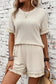 Textured two piece shorts set - beige / s / 67% polyester + 30% viscose + 3% elastane - short sets