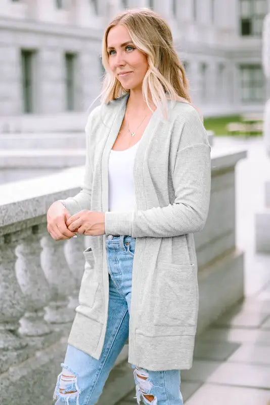 Thermal waffle knit cardigan | cozy & stylish | fashionfitz