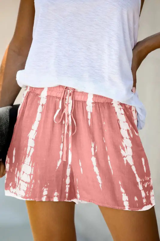 Tie dye drawstring casual shorts