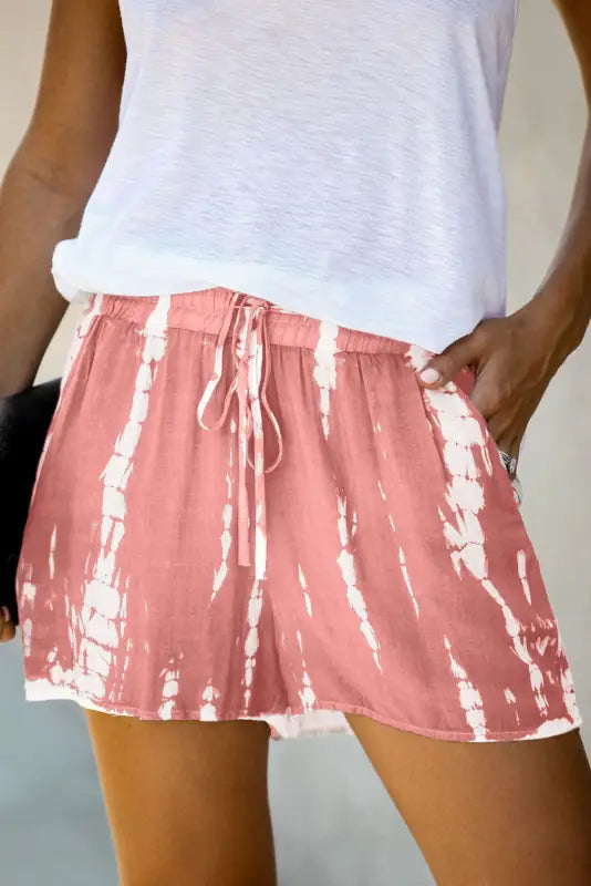 Tie dye drawstring casual shorts