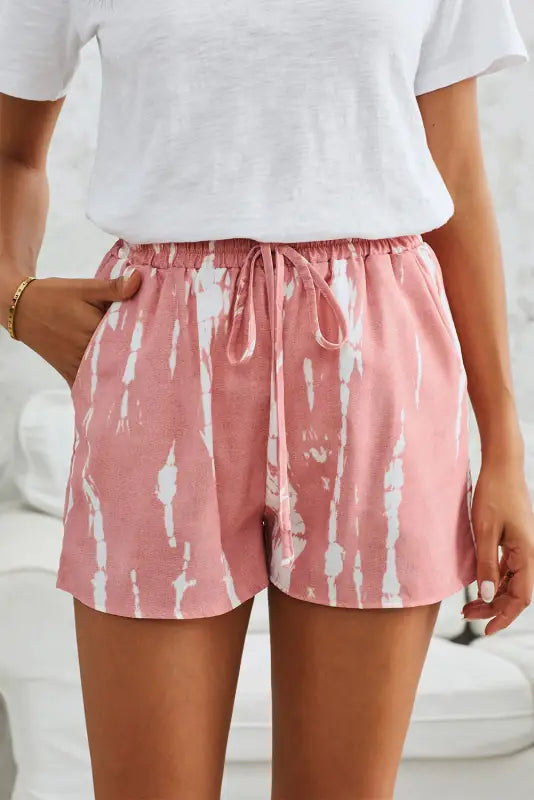 Tie dye drawstring casual shorts