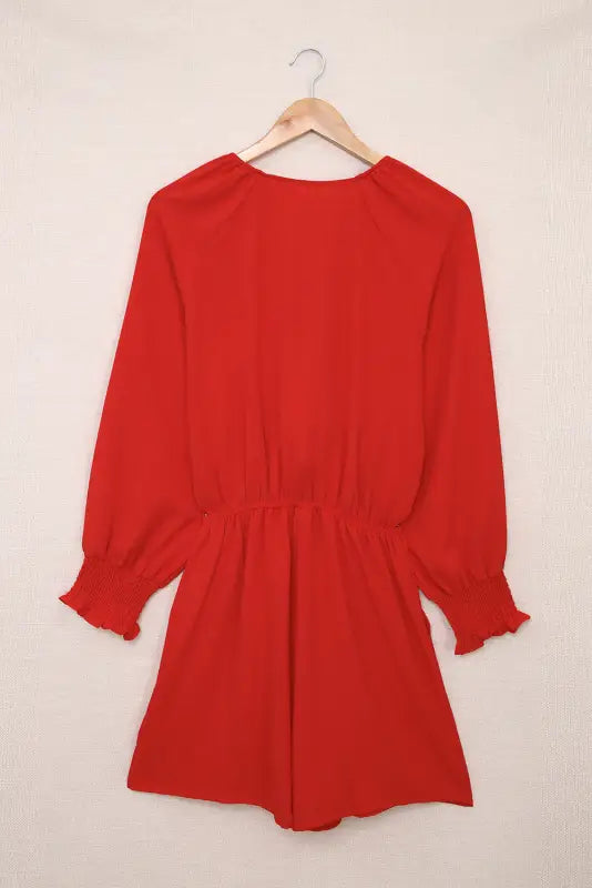 Tie-knot puff sleeve romper - rompers