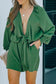 Tie-knot puff sleeve romper - green / s / 100% polyester - rompers