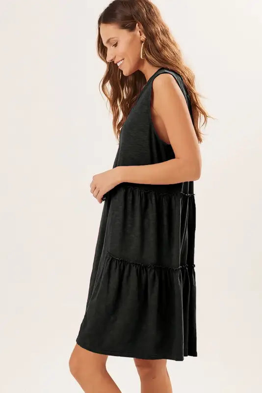 Tiered flowy sleeveless mini dress - dresses/mini dresses