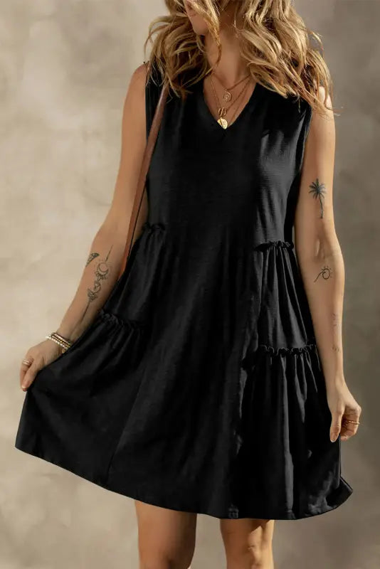 Tiered flowy sleeveless mini dress - dresses/mini dresses