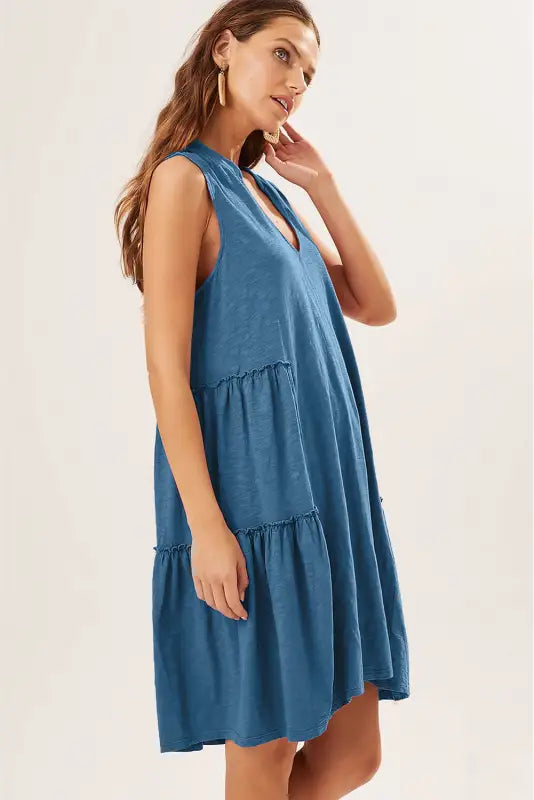 Tiered flowy sleeveless mini dress - dresses/mini dresses