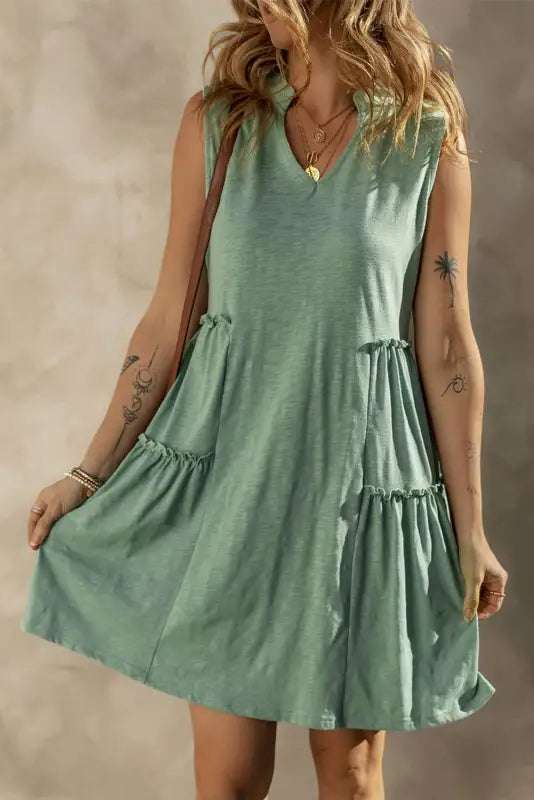 Tiered flowy sleeveless mini dress - dresses/mini dresses