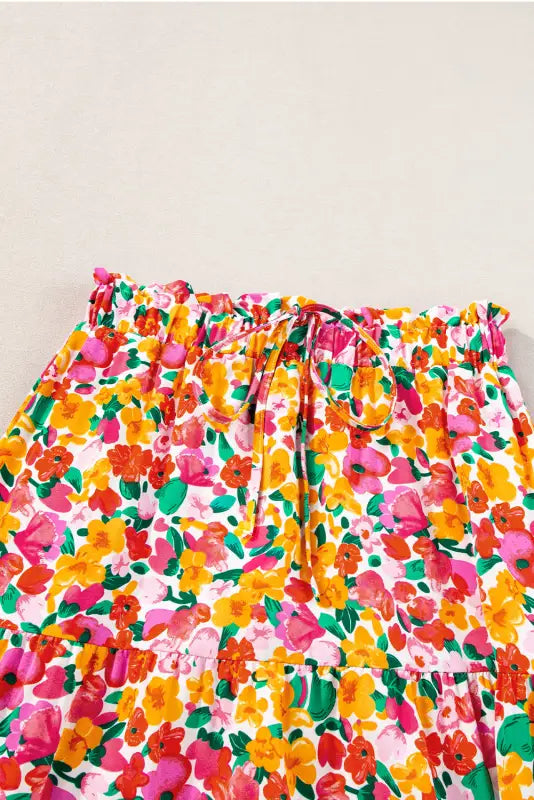 Tiered long skirt - yellow boho floral print - bottoms/skirts & petticoat