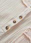 Parchment Crinkle Textured Frayed Trim Half Button Short Sleeve Top - Fashionfitz