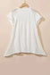 White Hollow Knit Splicing Keyhole Back Tunic Top - Fashionfitz
