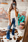 White Hollow Knit Splicing Keyhole Back Tunic Top - Fashionfitz