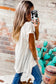 White Hollow Knit Splicing Keyhole Back Tunic Top - Fashionfitz
