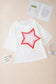 White Colorblock Star Patched Half Sleeve Oversized Tee - Fashionfitz