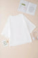 White Colorblock Star Patched Half Sleeve Oversized Tee - Fashionfitz