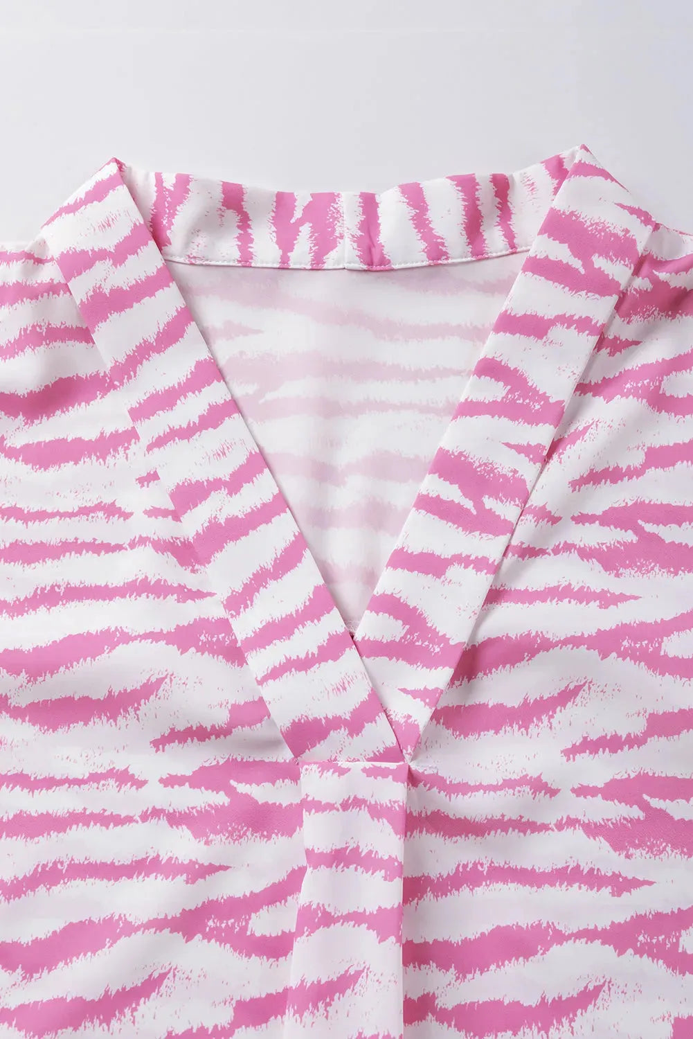Zebra Rose V-Neck Blouse - Fashionfitz