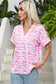 Zebra Rose V-Neck Blouse - Fashionfitz