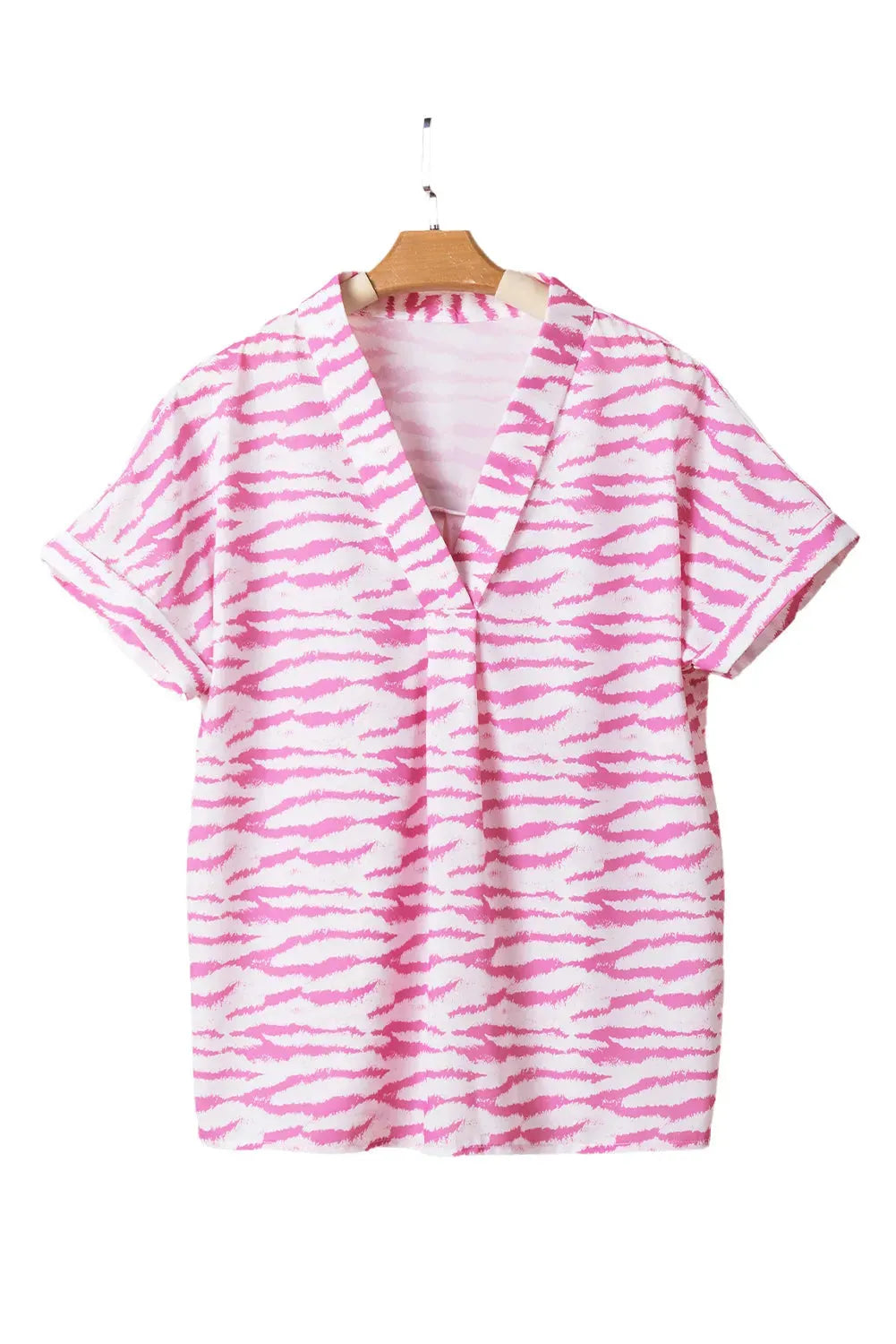 Zebra Rose V-Neck Blouse - Fashionfitz