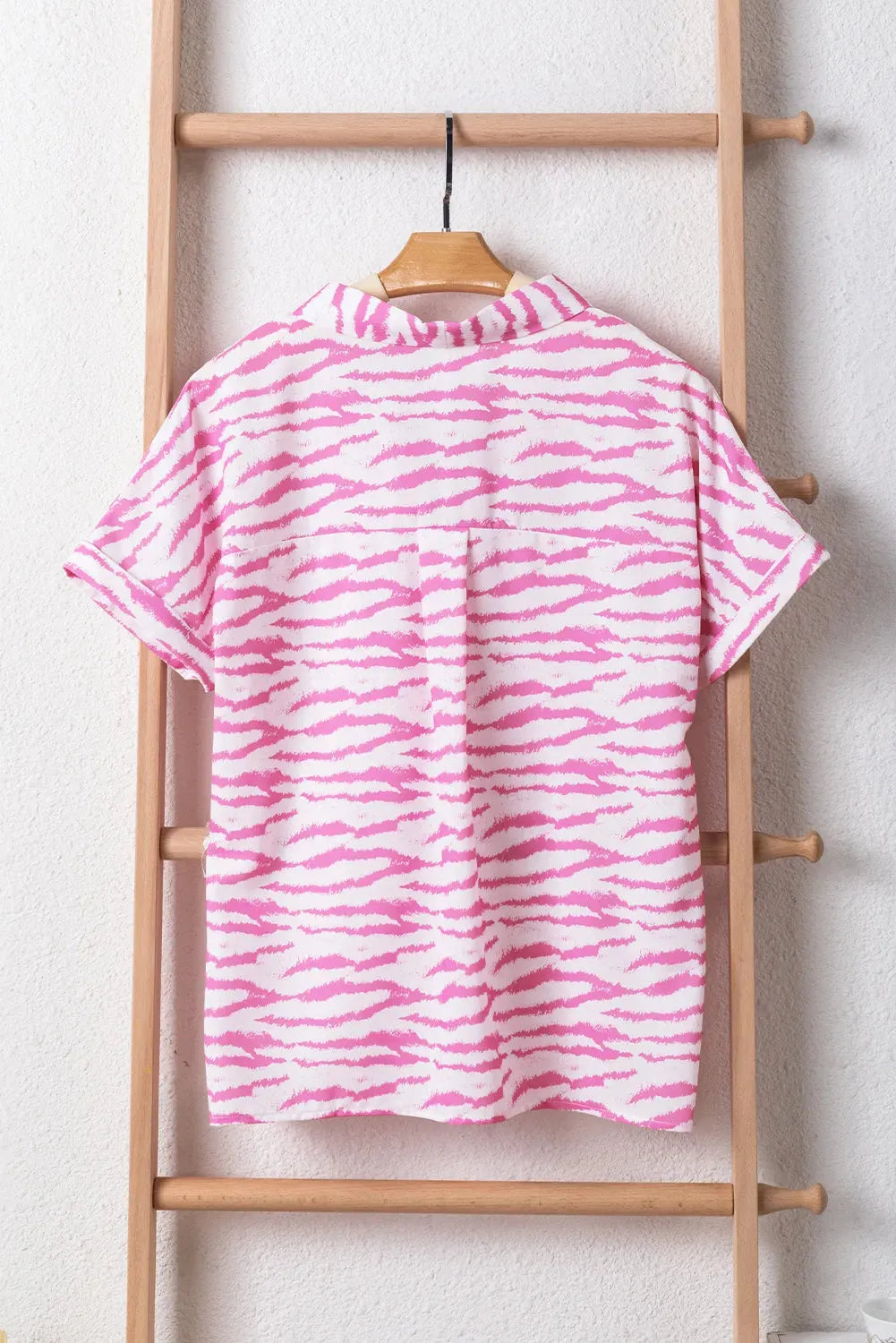 Zebra Rose V-Neck Blouse - Fashionfitz