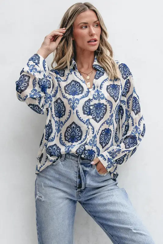 Tribal chic loose shirt | women’s boho shirts | fashionfitz