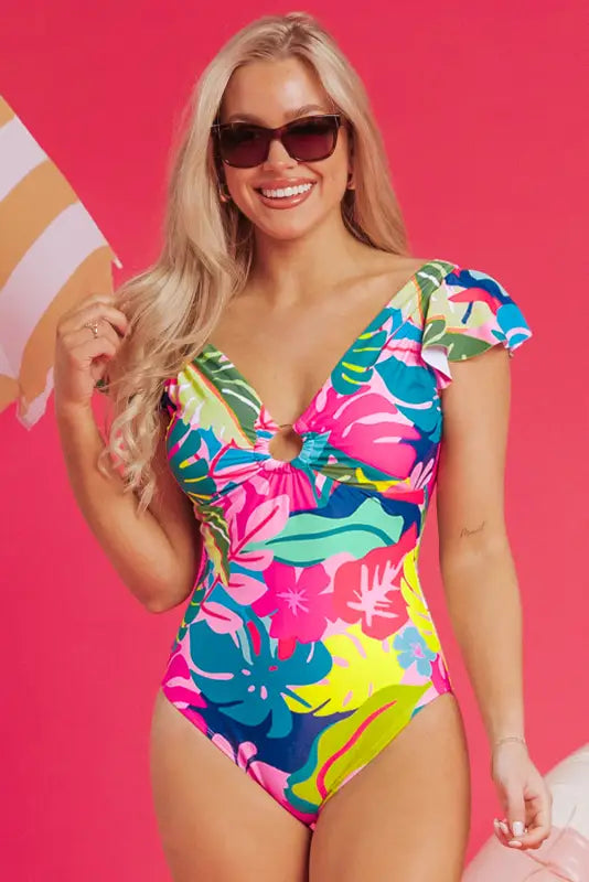 Tropical elegance one-piece swimsuit