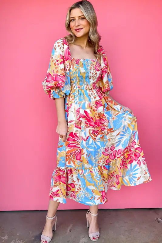 Tropical smocked maxi dress - floral dresses