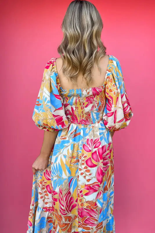 Tropical smocked maxi dress - floral dresses