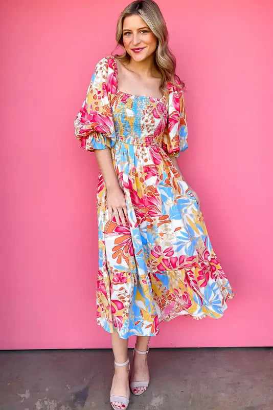 Tropical smocked maxi dress - floral dresses