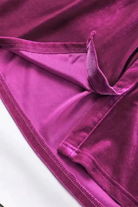 Interior stitching and hem detail of Velvet Tunic Babydoll Shirt, showcasing quality craftsmanship and soft lining.