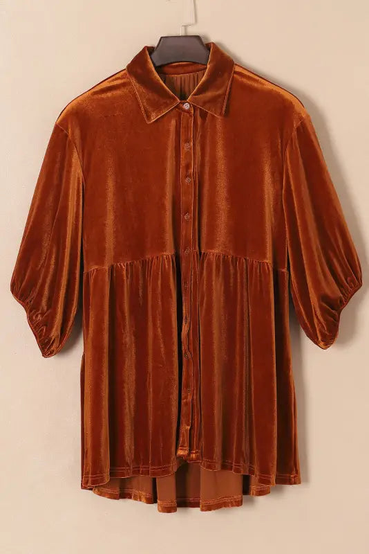 Tunic babydoll velvet shirt | fashionfitz