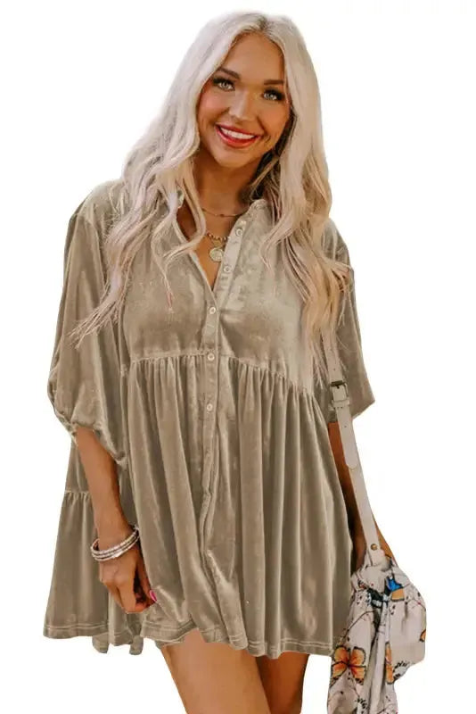 Tunic Babydoll Velvet Shirt - Fashionfitz