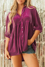 Tunic Babydoll Velvet Shirt - Fashionfitz