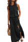 Tunic maxi dress - black solid sleeveless split - dresses