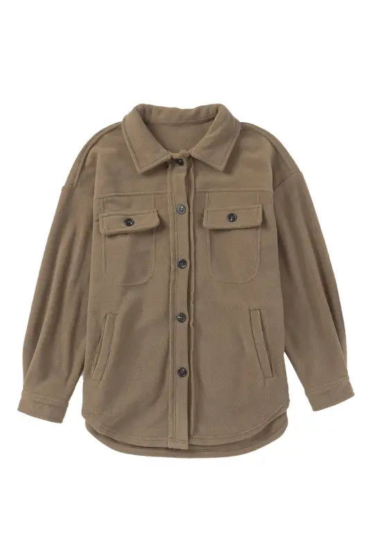 Turn down collar buttoned shirt jacket - shackets