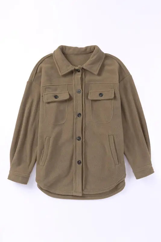 Turn down collar buttoned shirt jacket - shackets