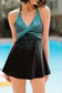 Turquoise dot print halterneck tankini set - tankinis