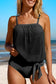 Turquoise striped mesh tankini swimsuit - black / s / 82% polyamide + 18% elastane - tankinis