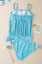 Turquoise Striped Mesh Tankini Swimsuit - Fashionfitz