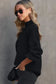 Black turtleneck drop shoulder bubble sleeve knit sweater - sweaters & cardigans