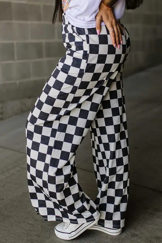 Twilight grid wide leg pants