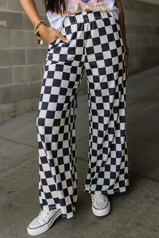 Twilight grid wide leg pants