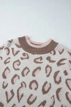 Two-tone Contrast Leopard Sweater - Fashionfitz