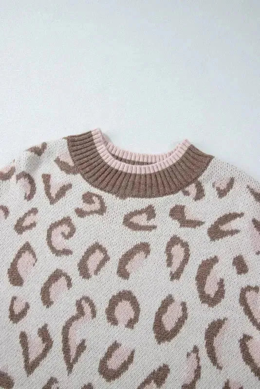 Two-tone Contrast Leopard Sweater - Fashionfitz