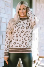 Two-tone Contrast Leopard Sweater - Fashionfitz