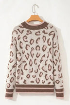 Two-tone Contrast Leopard Sweater - Fashionfitz