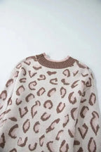 Two-tone Contrast Leopard Sweater - Fashionfitz