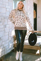 Two-tone Contrast Leopard Sweater - Fashionfitz