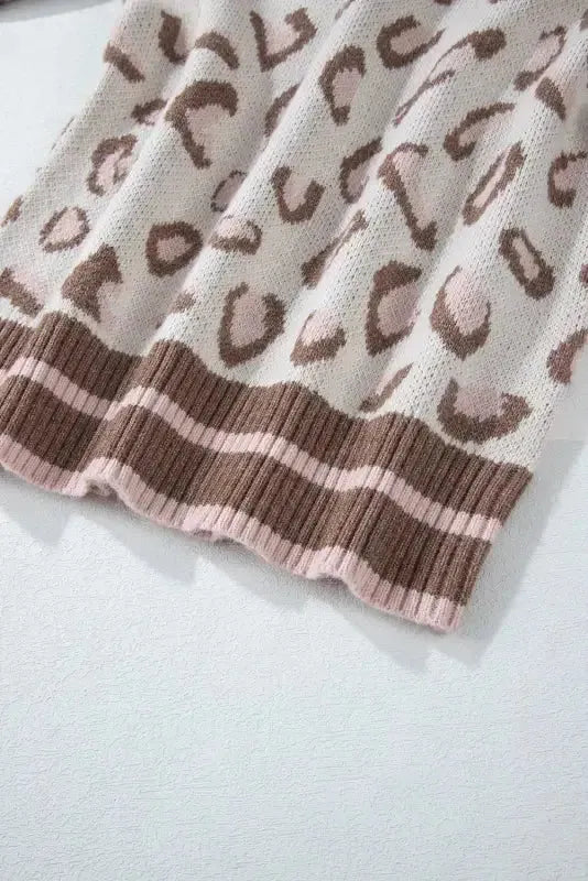 Two-tone Contrast Leopard Sweater - Fashionfitz