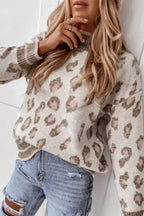 Two-tone Contrast Leopard Sweater - Fashionfitz